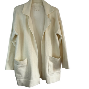 Thread & Supply Cream Women's Oversized Open Front Sweater Cardigan Coat Pockets